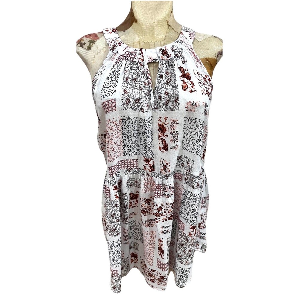 Jane And Delancey Tiered Sleeveless Paisley Patchwork Tunic or Minidress Medium